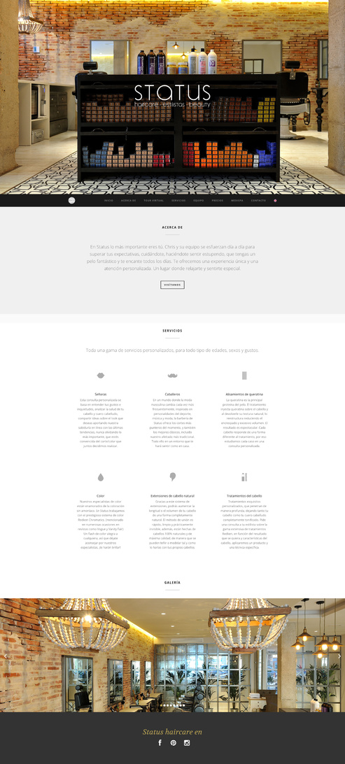 Hair salon website: Project fully resolved from layout, text content, HTML, CSS, JavaScript, photography and editing. Status haircare